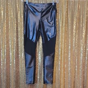 Forever 21 NWT Black Pleather & Mesh Leggings